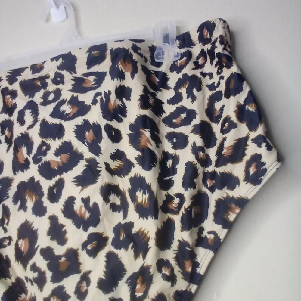 Swim Bottoms Women 20W Animal Print Side Cut-Out Unbranded Brown Black